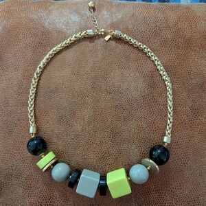 Kate Spade Gold Braided Necklace With Enamel Color Block Shapes